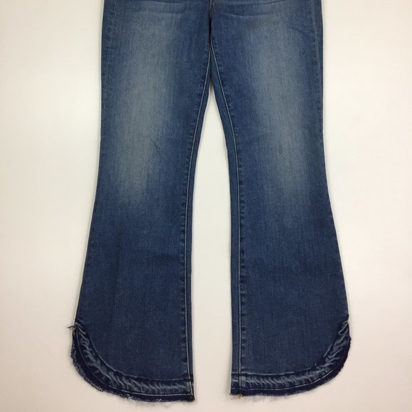 VERONICA BEARD Beacon Wash Carolyn Baby Boot High Rise Raw Asymmetric Hem Jeans - Picture 9 of 12